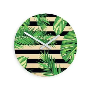 ModernClock Nástěnné hodiny Tropical černo-zelené obraz