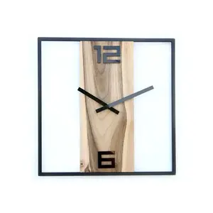 ModernClock Nástěnné hodiny Woody 33 cm ořech/černé obraz