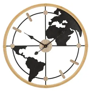 Mauro Ferretti Nástěnné hodiny World 60 cm černé/hnědé obraz