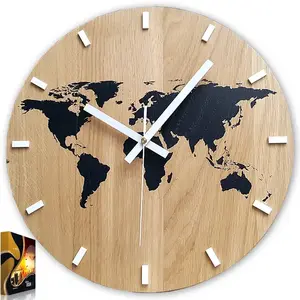 ModernClock Nástěnné hodiny World Wood černé obraz