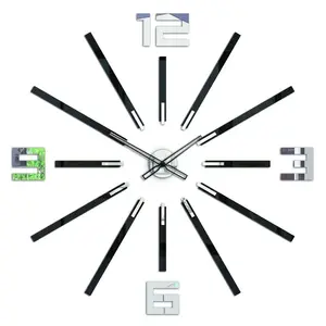 ModernClock Nástěnné samolepící hodiny Big 115 cm zrcadlové/černé obraz