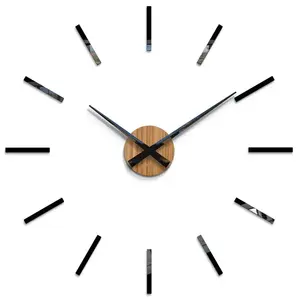ModernClock Nástěnné samolepící hodiny Cezar 65 cm černé/hnědé obraz