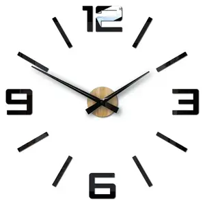 ModernClock Nástěnné samolepící hodiny City 60 cm dub přídní/černé obraz