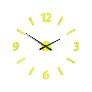 ModernClock Nástěnné samolepící hodiny Klaus 75 cm žluté obraz