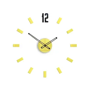 ModernClock Nástěnné samolepící hodiny Point 50 cm žluté obraz