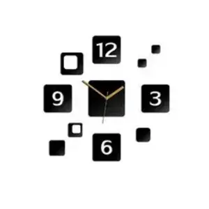 ModernClock Nástěnné samolepící hodiny Square 45 cm černé obraz