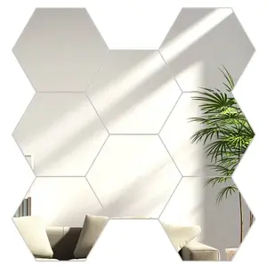ModernClock Nástěnné samolepící zrcadlo Hexagon stříbrné obraz