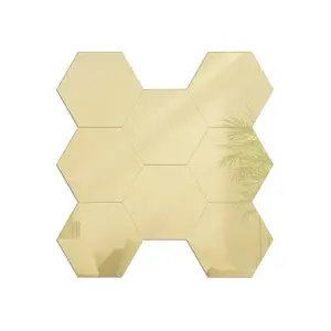 ModernClock Nástěnné samolepící zrcadlo Hexagon zlaté obraz
