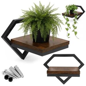 MODERNHOME Nástěnný stojan na květiny MELODY 19x25, 5 cm hnědý/černý obraz