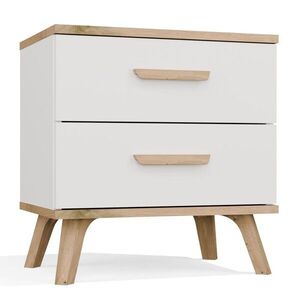 TP Living Noční stolek Olympo 2S 45 cm bílý/dub Artisan obraz