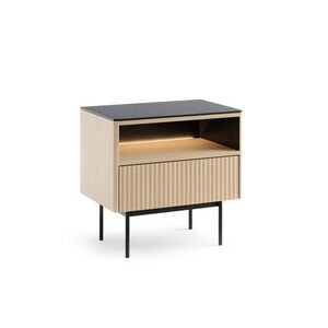 Piaski Noční stolek s LED osvětlením Orta 57, 2 cm černý/dub Vicenza obraz