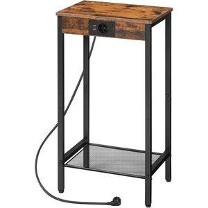 Odkládací stolek Vasagle Gravira 38 cm s nabíjecí stanicí černý/hnědý obraz