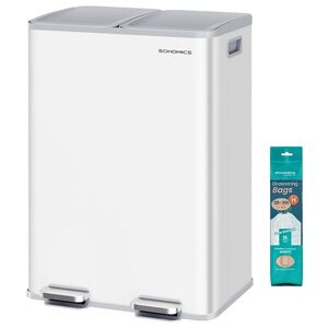 SONGMICS Odpadkový koš s víkem JORDAN 2x30 L bílý II obraz