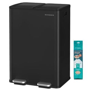 SONGMICS Odpadkový koš s víkem JORDAN 2x30 L černý II obraz