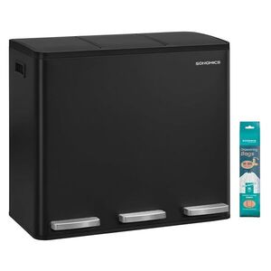 SONGMICS Odpadkový koš s víkem Jordan 3x18 L černý obraz