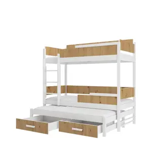 ADRK Patrová třílůžková postel Queenie s úložným prostorem 80x180 bílá/dub artisan obraz