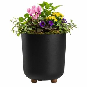 HowHomely Plastový květináč na nožičkách Terra 27, 4x24, 2 cm černý obraz