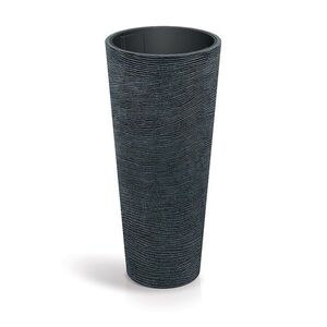 Prosperplast Plastový květináč TUBRAN ROUND SLIM černý granit, varianta 48 cm obraz