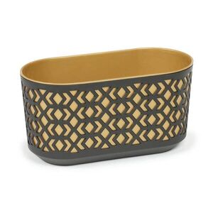 HowHomely Plastový oválný truhlík Etnic 40x20 cm černý/zlatý obraz