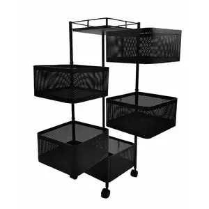 Kontrast Pojízdný kuchyňský regál Woki 90 cm černý obraz
