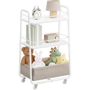 SONGMICS Pojízdný regál Vasagle Lilea s látkovým košem 40 cm bílý/hnědý obraz
