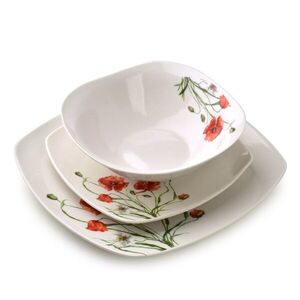 Affekdesign Porcelánová jídelní sada LEA Poppy II 18 ks bílá/červená obraz