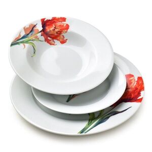 Affekdesign Porcelánová jídelní sada LEA Tulip 18 ks bílá/červená obraz