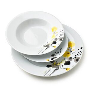 Affekdesign Porcelánová jídelní sada LEA Yellow 18 ks bílá/žlutá obraz