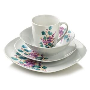 Affekdesign Porcelánová jídelní sada s hrníčkem LEA Lavender 16 ks bílá/fialová obraz