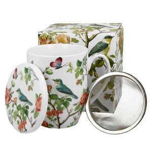 Duo Porcelánový hrnek BIRDY BIRD 350 ml se sítkem bílý/vícebarevný obraz