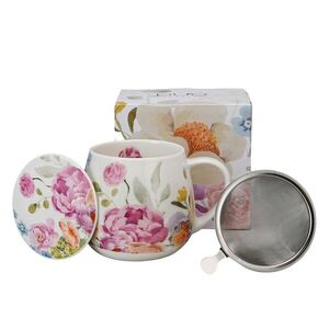 Duo Porcelánový hrnek June 430 ml se sítkem bílý/vícebarevný obraz