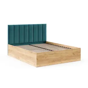FDM Postel Grenada se zvedacím roštem Trinity tyrkysová/dub craft, velikost 120x200 obraz