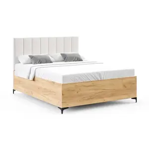 FDM Postel Sierra se zvedacím roštem Paris bílá/dub craft, velikost 120x200 obraz