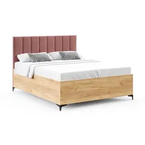 FDM Postel Sierra se zvedacím roštem Paris lososová/dub craft, velikost 120x200 obraz