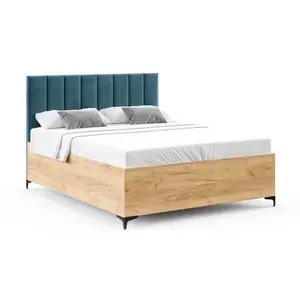 FDM Postel Sierra se zvedacím roštem Paris námořnická modrá/dub craft, velikost 120x200 obraz