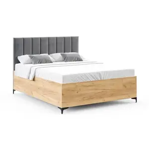 FDM Postel Sierra se zvedacím roštem Paris šedá/dub craft, velikost 120x200 obraz