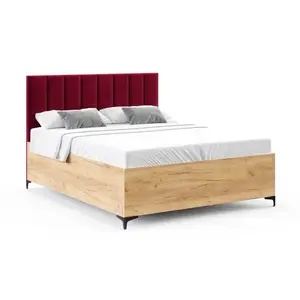 FDM Postel Sierra se zvedacím roštem Paris vínová/dub craft, velikost 120x200 obraz