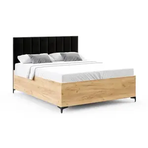 FDM Postel Sierra se zvedacím roštem Trinity černá/dub craft, velikost 120x200 obraz