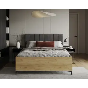 FDM Postel Sierra se zvedacím roštem Trinity grafitově šedá/dub craft, velikost 120x200 obraz