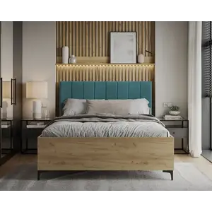 FDM Postel Sierra se zvedacím roštem Trinity tyrkysová/dub craft, velikost 120x200 obraz