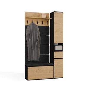 TP Living Předsíňová stěna se skříní Lior 110 cm černá/dub Artisan obraz