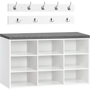 Předsíňový věšák s botníkem a sedákem Vasagle Jungo 80 cm bílý/šedý obraz