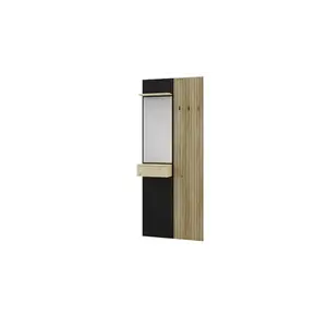 Szynaka Předsíňový věšák se zrcadlem Wenis 02 75 cm dub Karlstad/dub Wotan/černý obraz