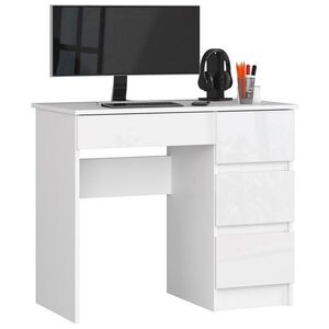 Ak furniture Psací stůl A-7 90 cm bílý lesk pravý obraz