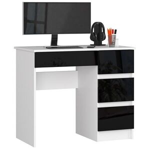 Ak furniture Psací stůl A-7 90 cm bílý/černý lesk pravý obraz