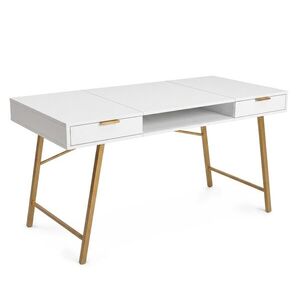 Ak furniture Psací stůl Arden 120 cm bílý/zlatý obraz