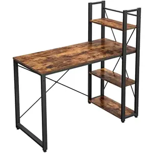 SONGMICS Psací stůl Vasagle Troy 120 cm s policemi hnědý/černý obraz