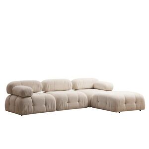 Hanah Home Rohová modulární sedací souprava Bubble 288 cm s taburetem bouclé krémová obraz