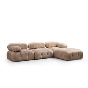 Hanah Home Rohová modulární sedací souprava Bubble 288 cm s taburetem samet krémová obraz