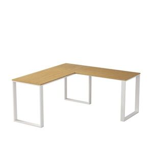 Rohový kancelářský stůl Houseland Nuvia Home 03 160 cm dub/bílý obraz